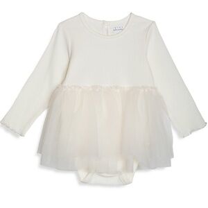 Rise Little Earthling Baby Girl's Party Long-Sleeve Ribbed Top Tulle Tutu Dress